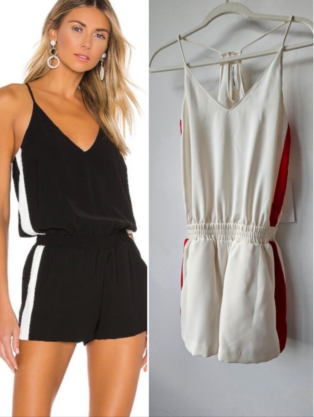 Nwt Amanda Uprichard Track Romper In White With Red Athletic Stripe Shorts